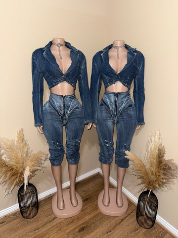 Deep Vee Denim set