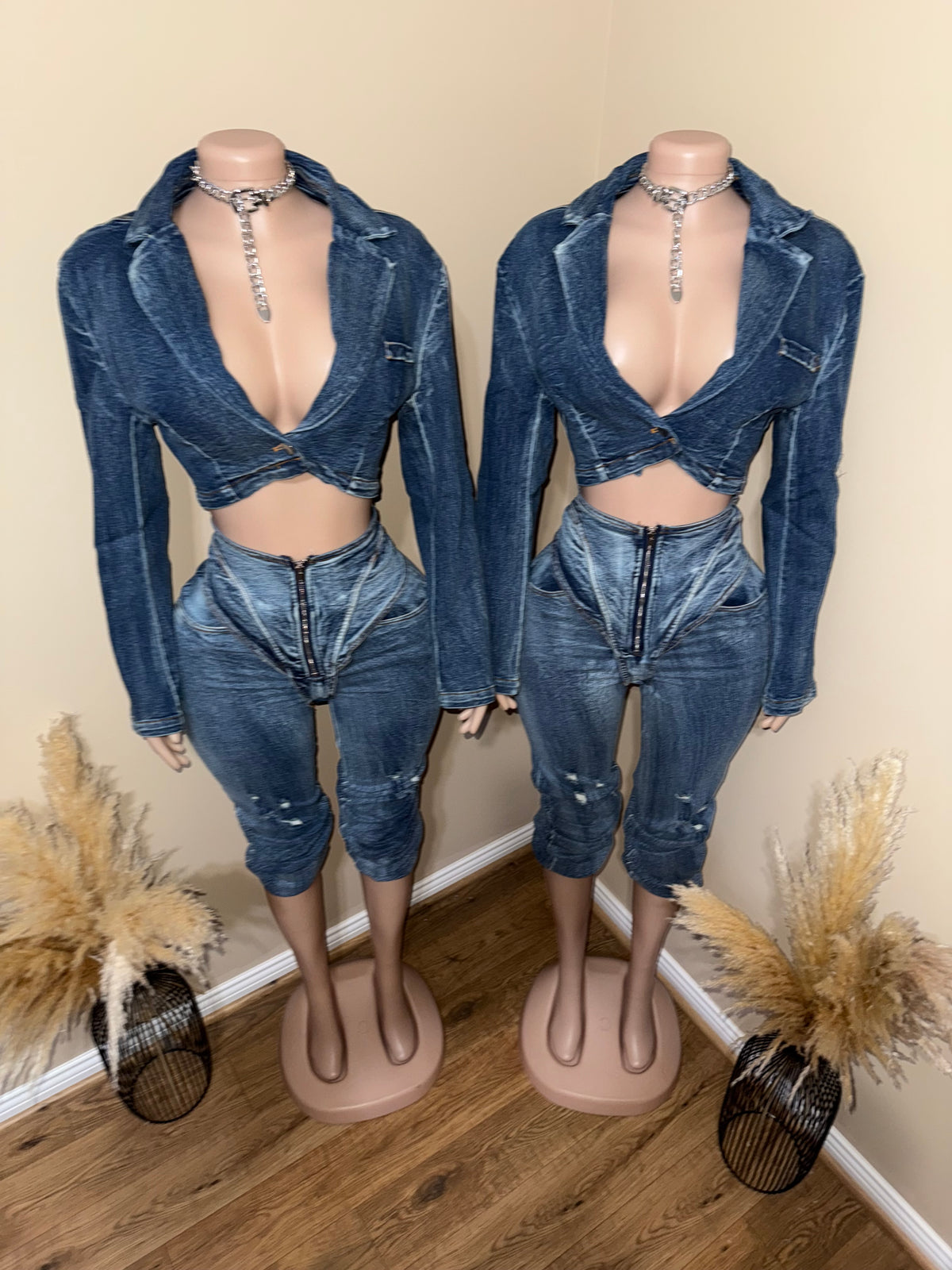 Deep Vee Denim set